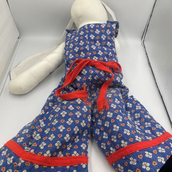 Vtg 90’s Handmade Muslin Long Eared Country Bunny Rabbit Quilted Overalls Easter - Picture 5 of 7